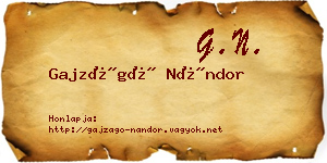 Gajzágó Nándor névjegykártya